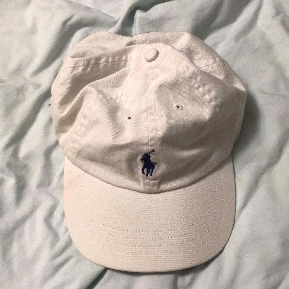 Polo Hat Ralph Lauren White Brown Leather Strap
